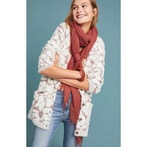 Anthropologie Meadow Rue Soft Floral Eyelash Cardigan XS